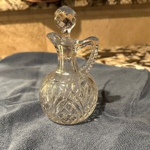 19th Century American Brilliant Cut Clear Crystal Oil Cruet Bottle